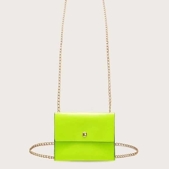 Handbags - Neon green chain purse